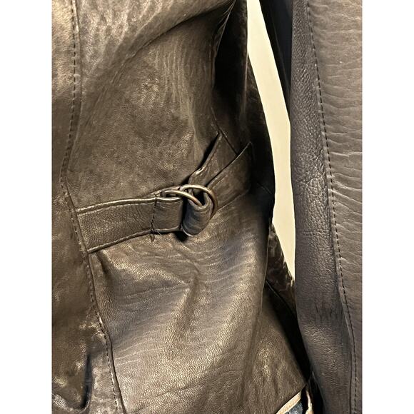 Sardar London Leather Jacket Womens Small Black Double Breasted Military England - Picture 8 of 16